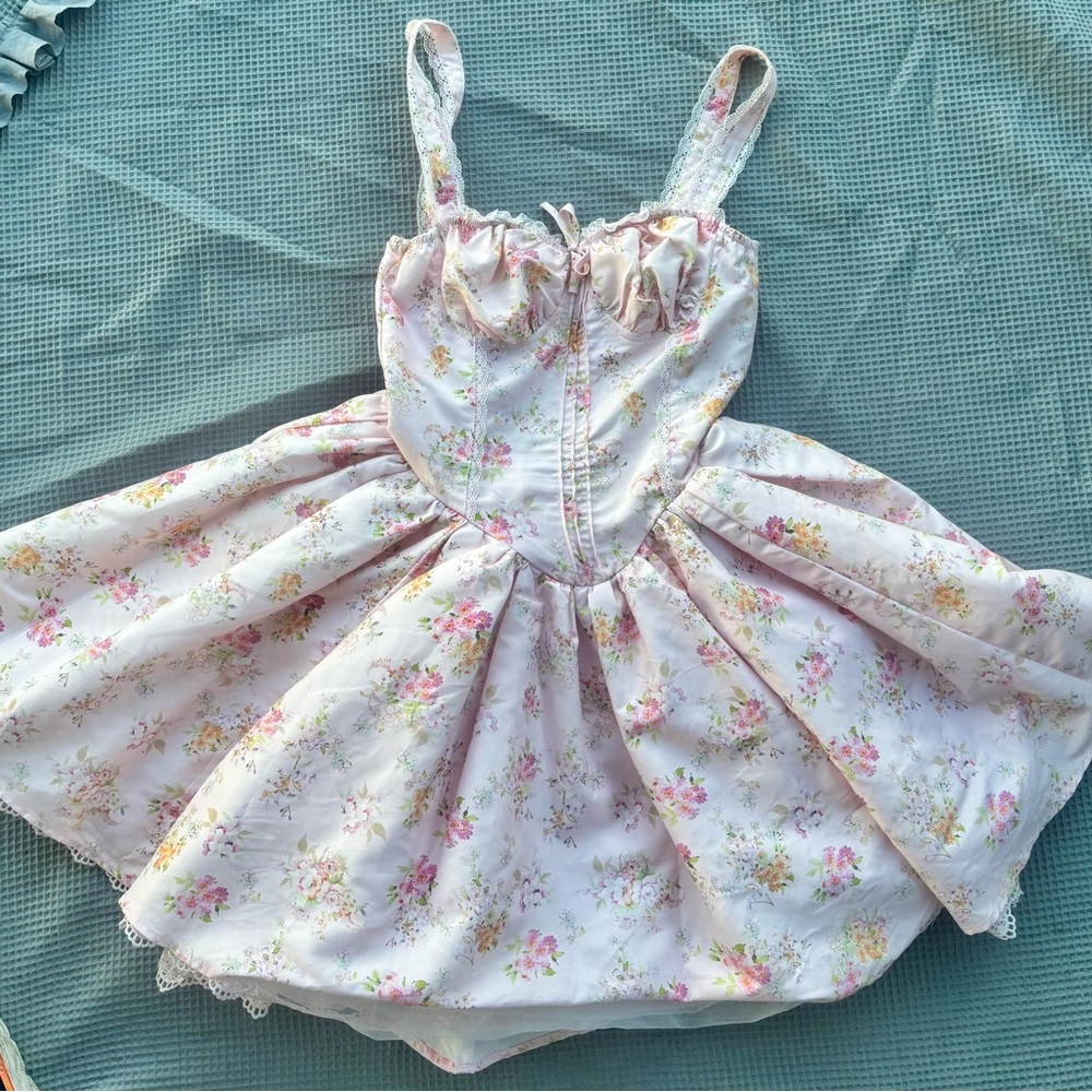SHEIN Floral Mini Dress - Pink and White